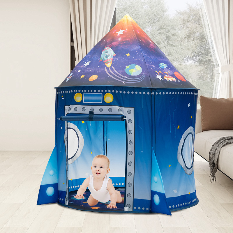 Kids Outdoor Tent - ロケット船キッズテント ポップアッププレイテント 子供用 大型スペース 室内ごっこ遊びハウス 屋外プレイテント