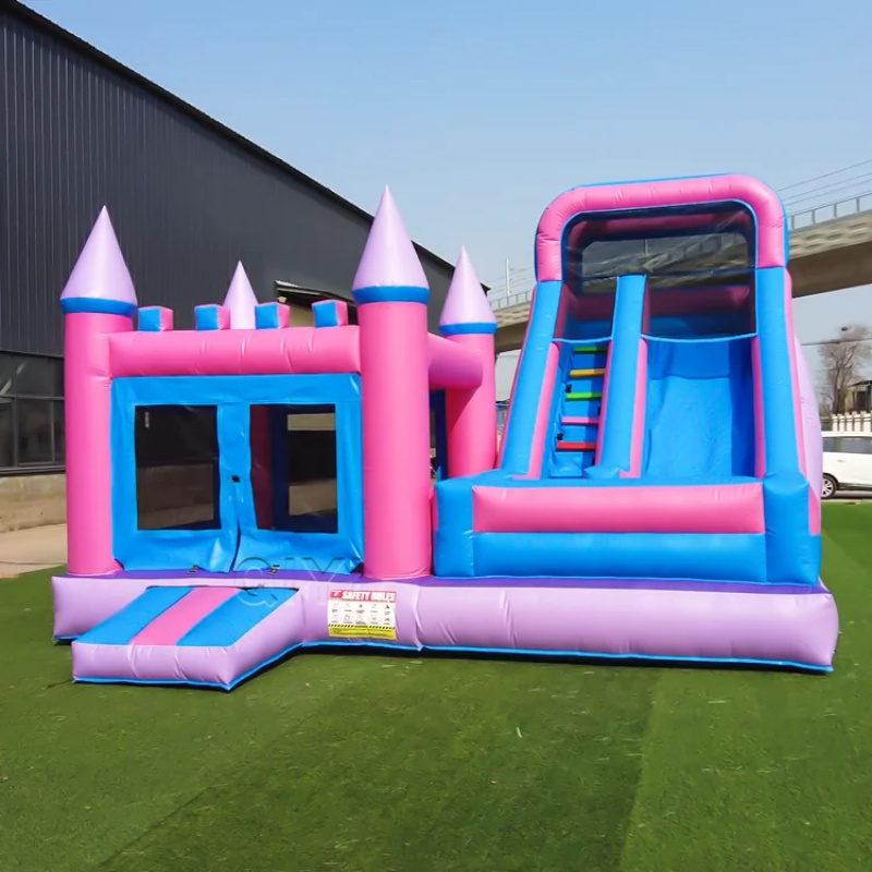 Kids Outdoor House With Slide - 業務用カラフル高級インフレータブルバウンサーハウス、スライド付き屋内外兼用ジャンプキャッスル（子供用）