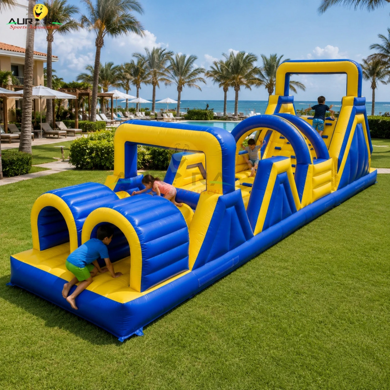 Kids Outdoor House With Slide - 新型インフレータブル障害物コース屋外用バウンスハウス子供用ジャンプ障害物スライド