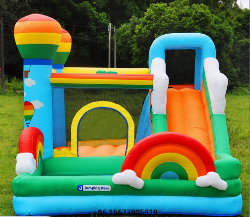 Kids Outdoor House With Slide - 子供用インフレータブルキャッスル、滑り台とジャンプエリア付き、家庭用バウンスハウスプレイセンター、子供用遊び場、屋内外兼用