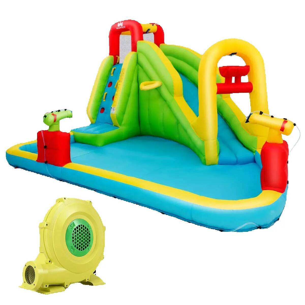 Kids Outdoor House With Slide - Iatable 屋外スプラッシュウォーターバウンスハウスジャンプスライド 480W 送風機付きキッズギフト