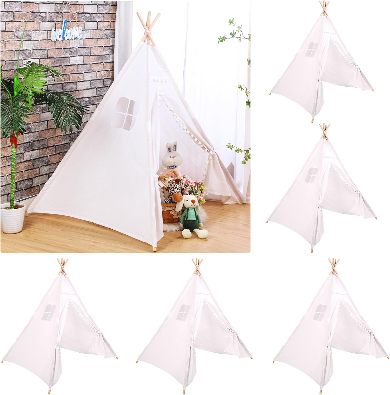 Kids Outdoor Tent - Windyun 6個セット 子供用ティピーテント 折りたたみ式 洗濯可能 室内/屋外用