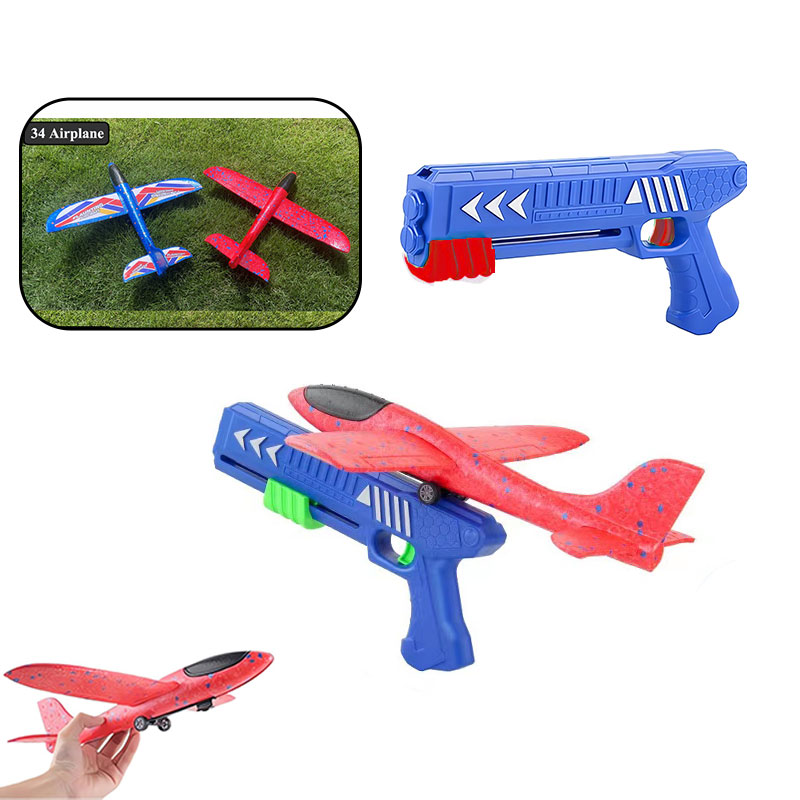 Kids Outdoor Xmas Gifts - 子供 24/34 センチメートル泡飛行機ランチャー屋外おもちゃ男の子スポーツカタパルトゲーム子供女の子誕生日クリスマスギフト