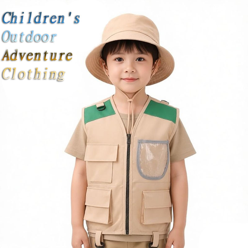 Kids Outdoor Adventure Kit - 2026年新作 キッズエクスプローラーハット＆ベスト ドレスアップゲーム カーゴデザイン 子供用アウトドアアドベンチャーキット ベストと帽子