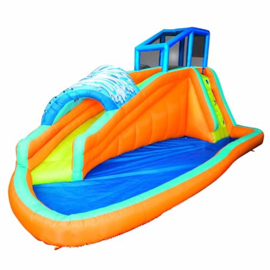 Kids Outdoor Tunnel - 屋外アクアラグーンウォータースライド（子供用、5～12歳向け）：インフレータブルスプラッシュパーク（クライミングウォール、トンネルスライド、スプラッシュプール付き）耐久性P