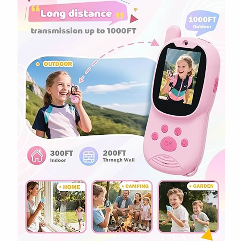 トランシーバー 2 パック ディスプレイ画面付き子供用ビデオ - Kids Outdoor Voices のレビューと価格