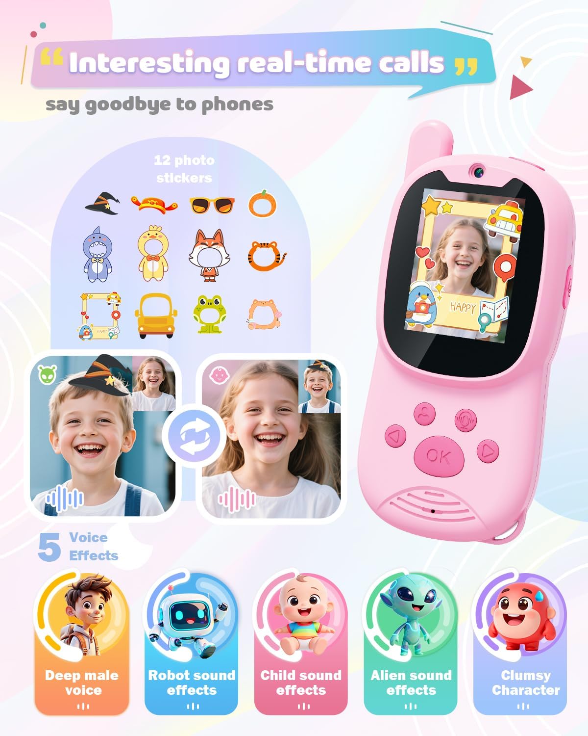 トランシーバー 2 パック ディスプレイ画面付き子供用ビデオ - Kids Outdoor Voices のレビューと価格