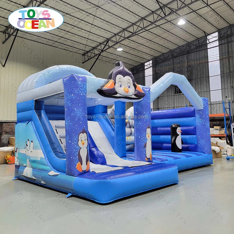 特注デザインの屋外大型遊具城、ペンギンのインフレータブル滑り - Kids Outdoor House With Slide のレビューと価格