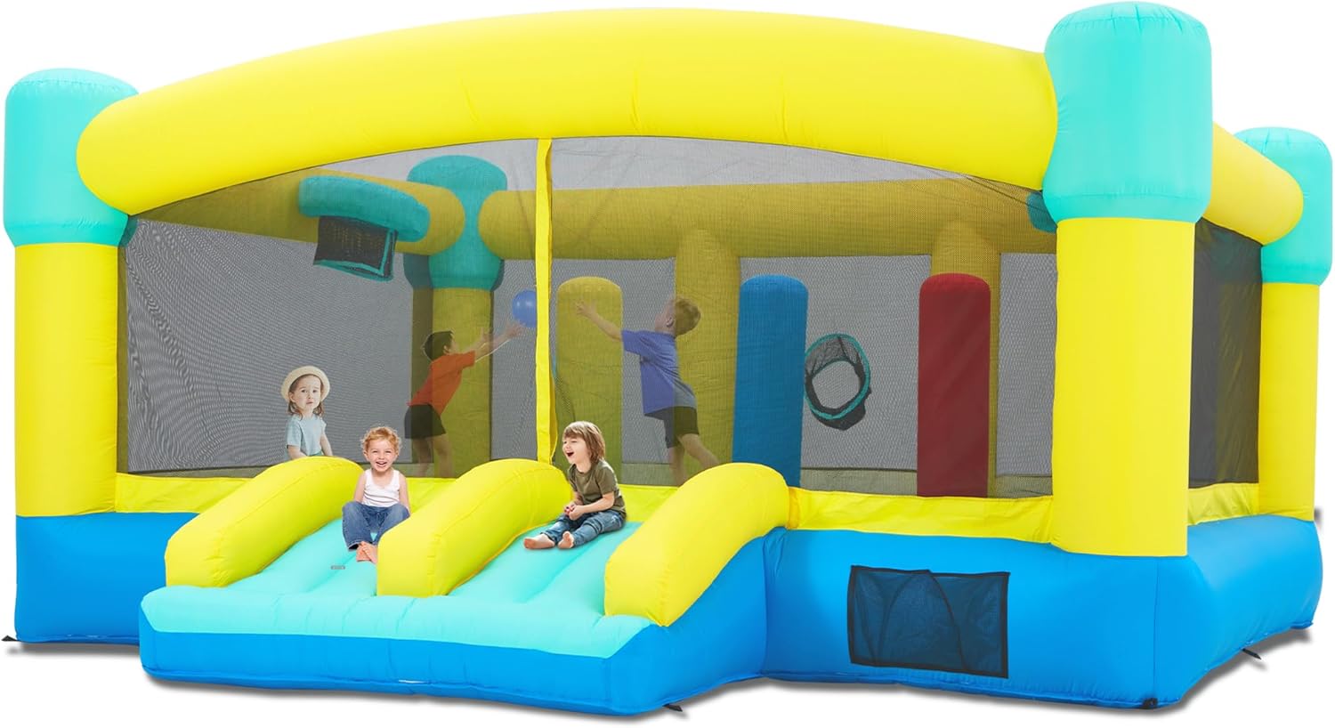 大型バウンスハウス、15 x 14.8フィートの子供用インフ - Kids Outdoor House With Slide のレビューと価格