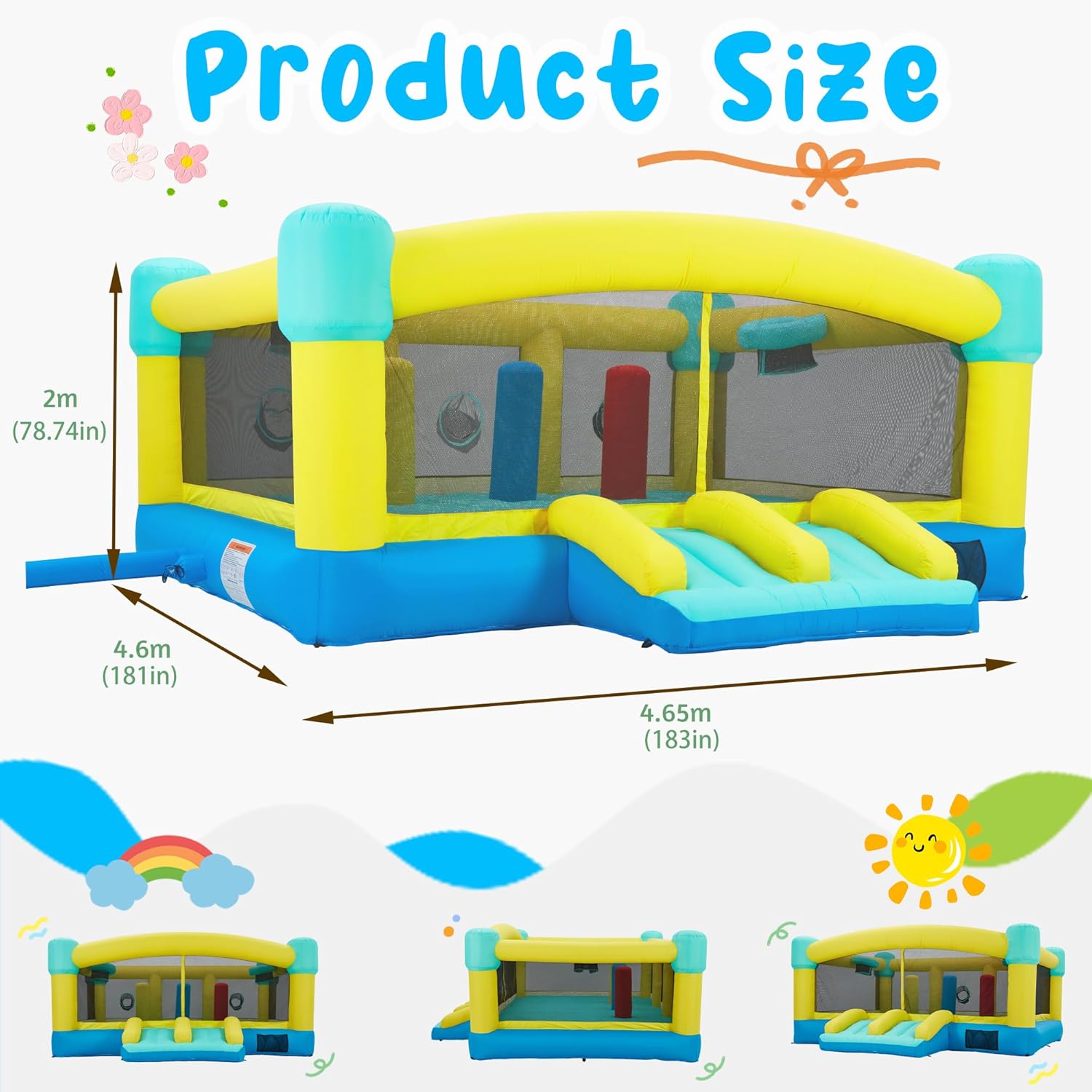 大型バウンスハウス、15 x 14.8フィートの子供用インフ - Kids Outdoor House With Slide のレビューと価格