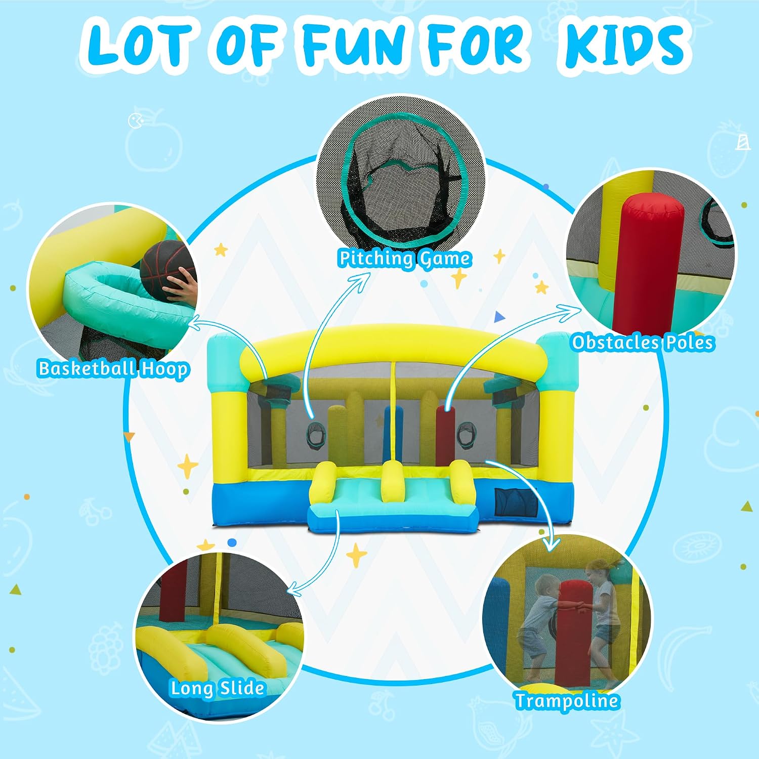 大型バウンスハウス、15 x 14.8フィートの子供用インフ - Kids Outdoor House With Slide のレビューと価格