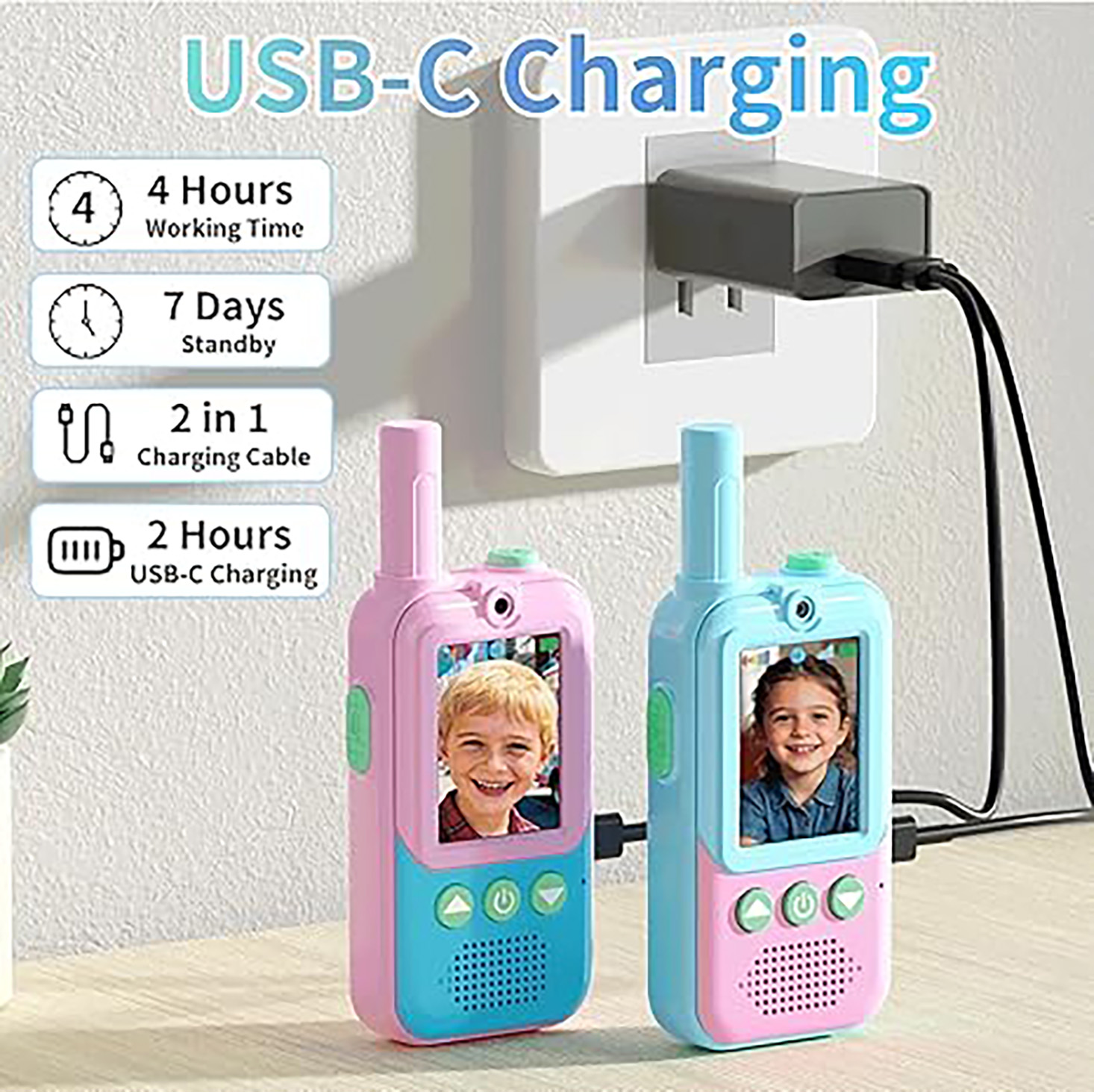 充電式キッズビデオウォーキートーキー2個セット、HDカメラと - Kids Outdoor Voices のレビューと価格