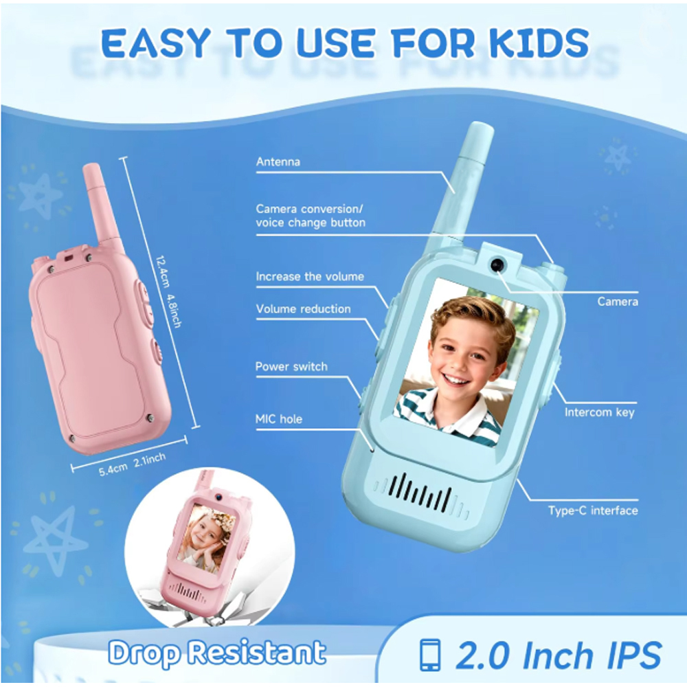 2 個のビデオトランシーバーミニラジオ充電式 2 インチ高精 - Kids Outdoor Voices のレビューと価格