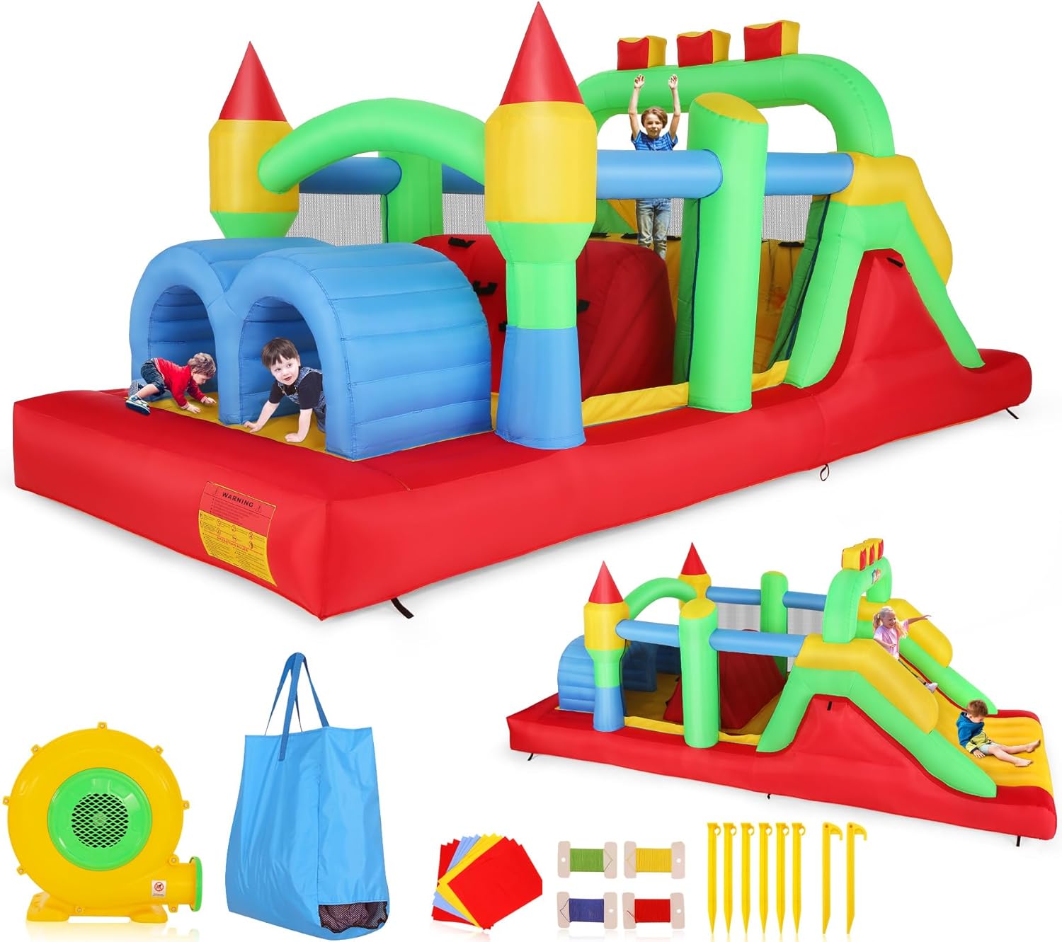 KFインフレータブル障害物コース（Big18 x 8.2フィ - Kids Outdoor Tunnel のレビューと価格