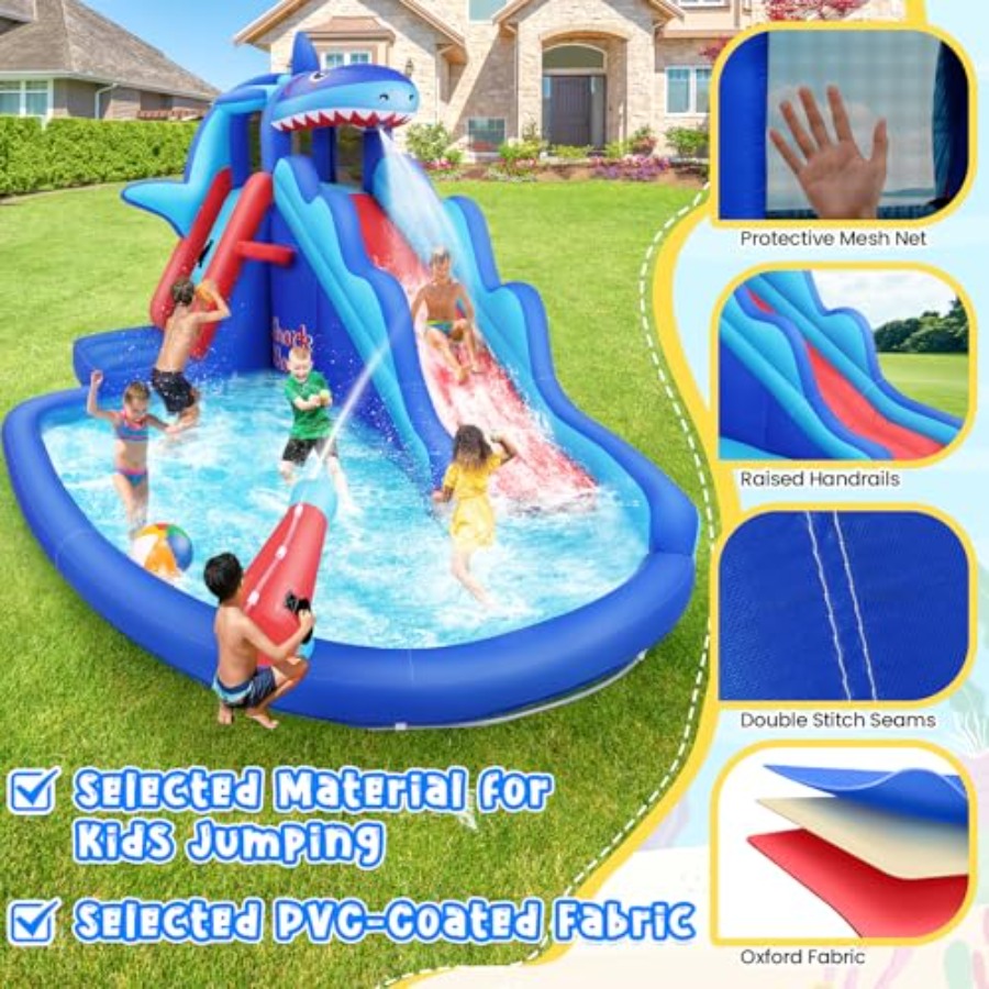 屋外/屋内兼用インフレータブルウォータースライドバウンスハウ - Kids Outdoor House With Slide のレビューと価格