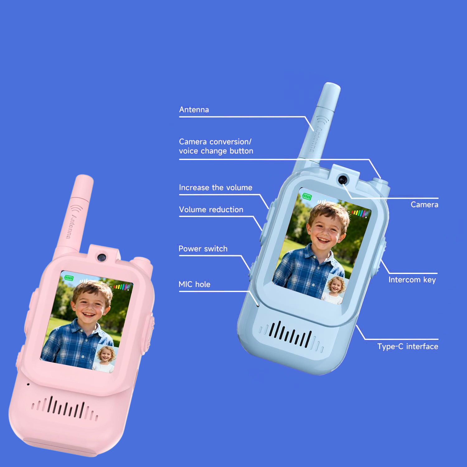 子供用2個セット ビデオウォーキートーキー ディスプレイ画面 - Kids Outdoor Voices のレビューと価格