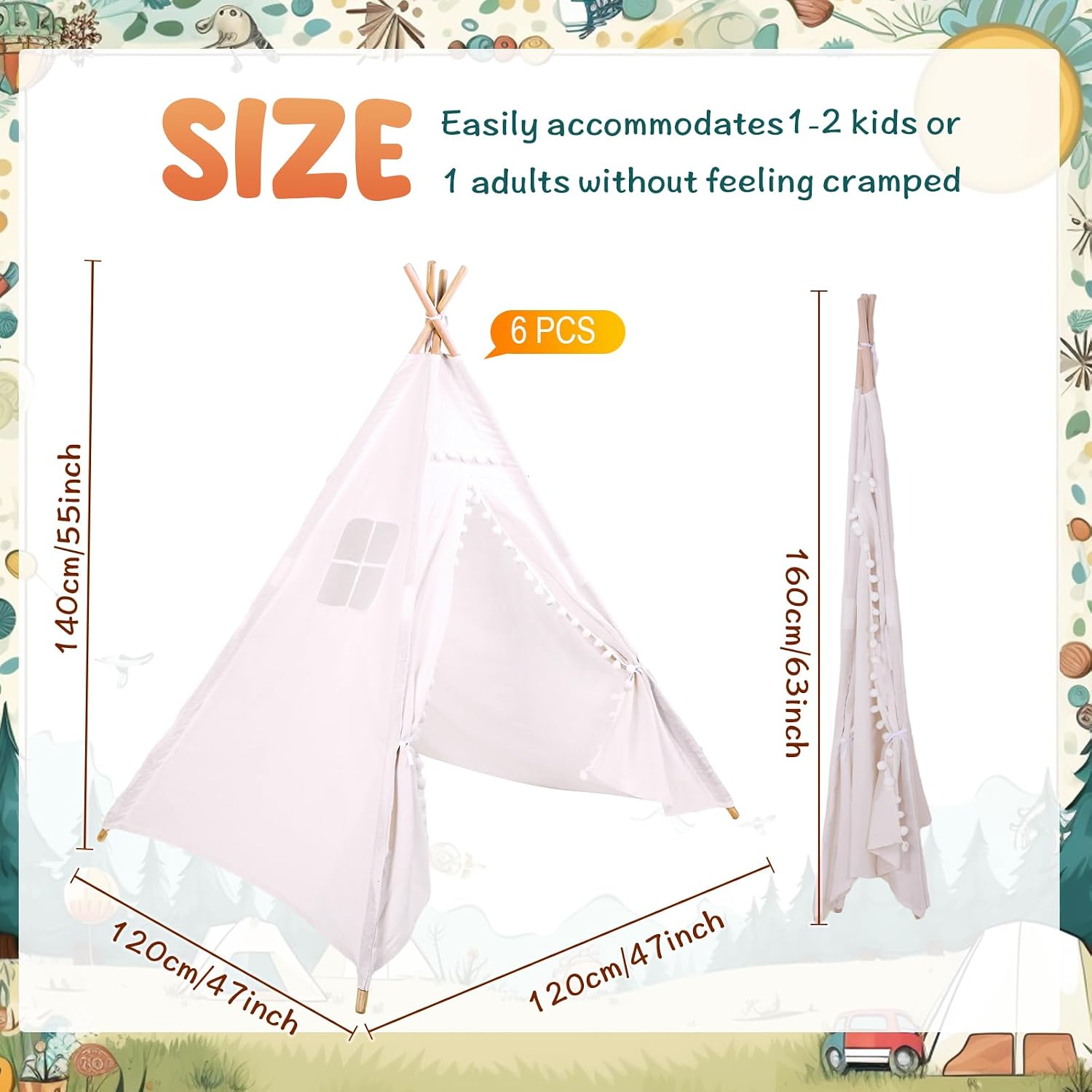Windyun 6個セット 子供用ティピーテント 折りたたみ - Kids Outdoor Tent のレビューと価格