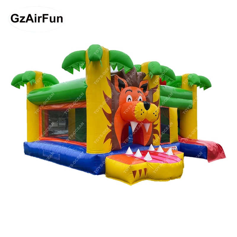 カスタム商業用屋外バウンスハウス ライオンテーマ インフレー - Kids Outdoor House With Slide のレビューと価格