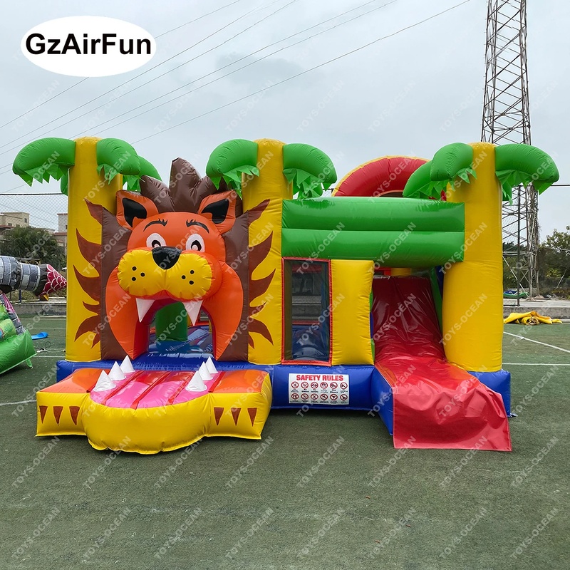 カスタム商業用屋外バウンスハウス ライオンテーマ インフレー - Kids Outdoor House With Slide のレビューと価格