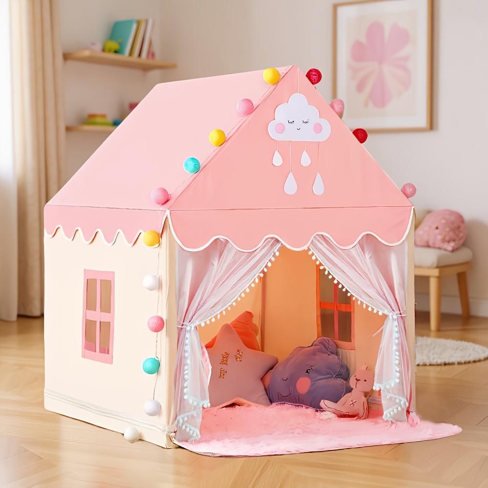 大型ピンク色の女の子＆男の子用キャッスルプレイテント、頑丈な - Kids Outdoor Hideout のレビューと価格
