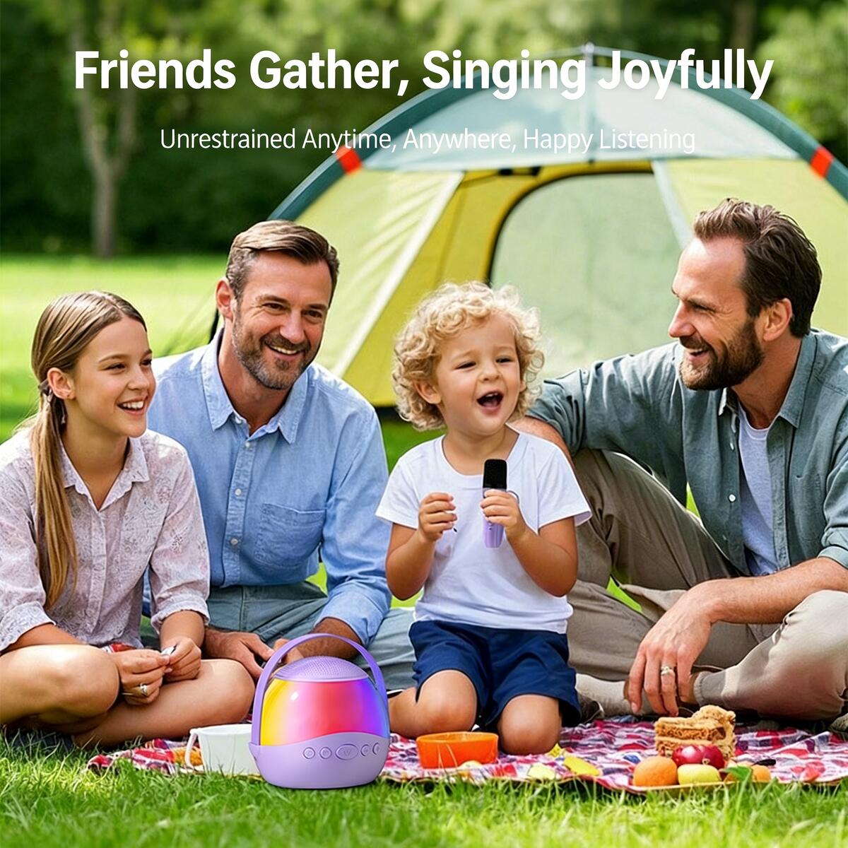 KTVワイヤレススピーカー、2つのマイク付き、RGBカラフル - Kids Outdoor Voices のレビューと価格