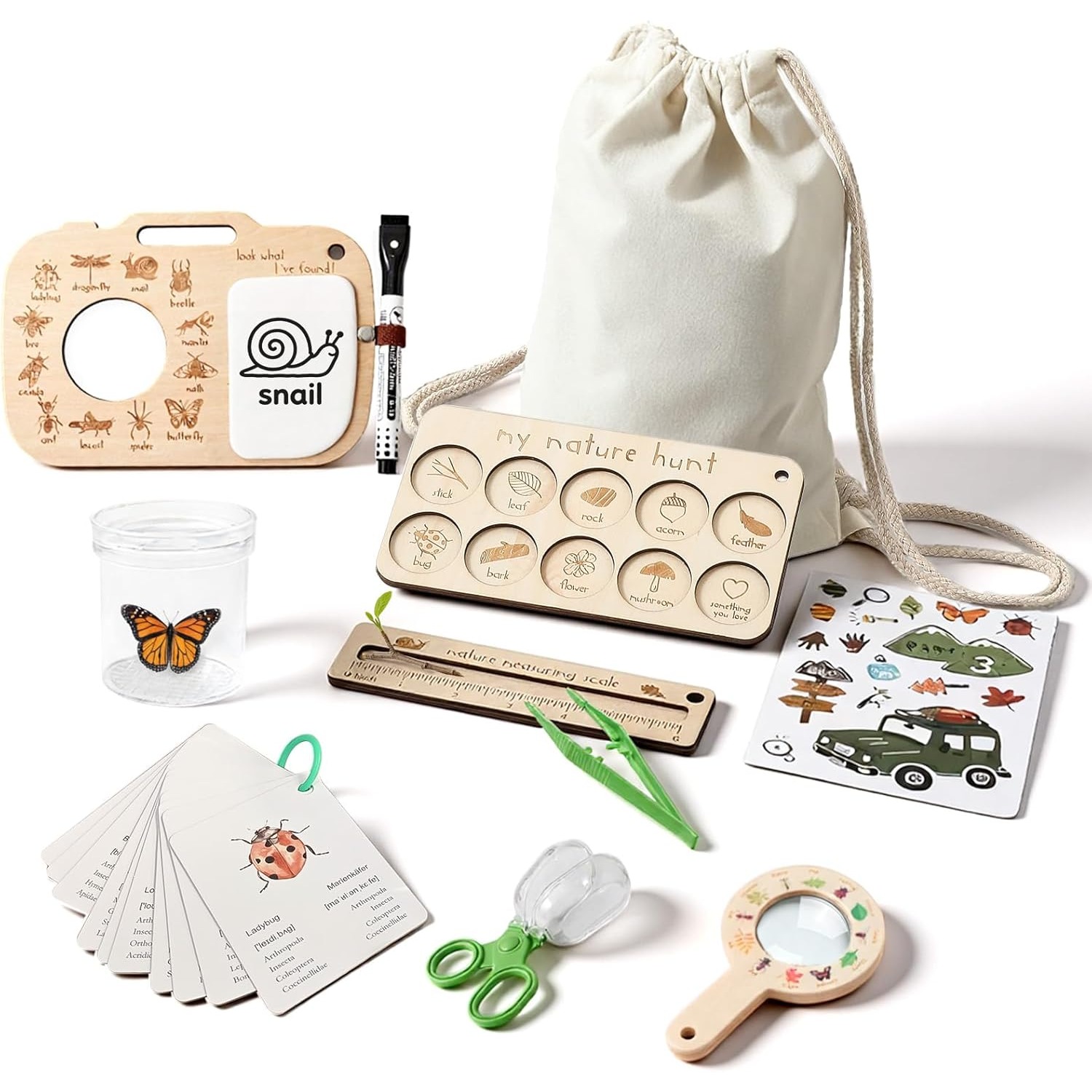 子供用虫捕りキット、虫箱、学習カード、観察ボード付き、屋外遊 - Kids Outdoor Adventure Kit のレビューと価格