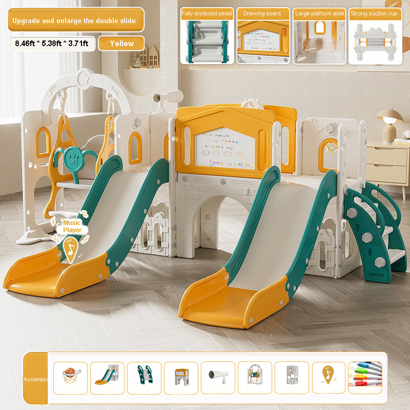 ダブルスライドセット幼児用屋内キッズクライマーバスケットボー - Kids Outdoor Tunnel のレビューと価格