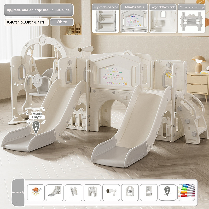 ダブルスライドセット幼児用屋内キッズクライマーバスケットボー - Kids Outdoor Tunnel のレビューと価格